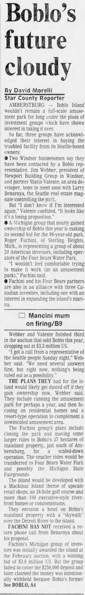 Bob-Lo Island - 1993 Article On Future Of Boblo (newer photo)